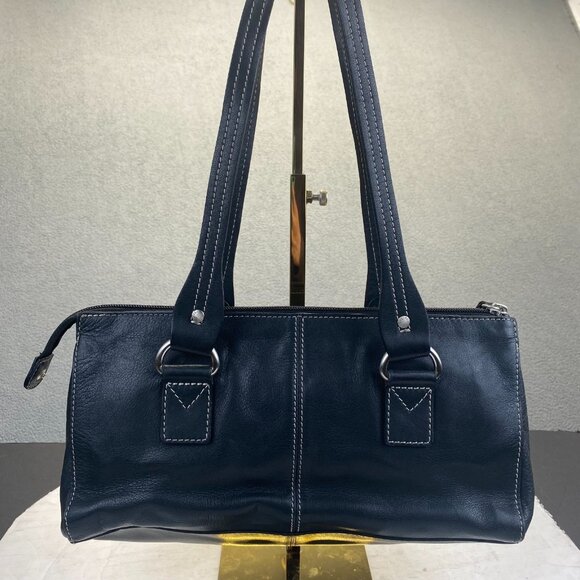 Fossil Black Leather Handbag Purse Shoulder Bag 75082,Zipper,Pockets - Picture 6 of 12